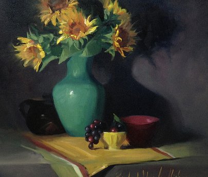 Still Life with Sunflowers and Grapes